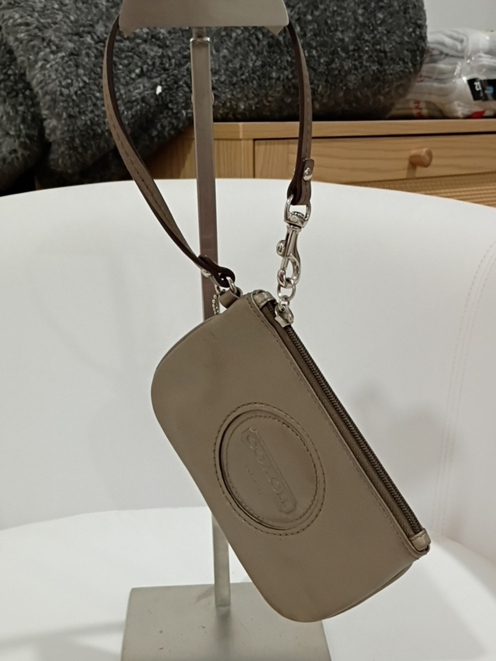 Coach Nolita 19 Taupe Leather Wristlet with Strap